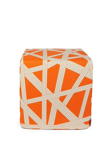 Missoni Home - Nastri multi-way stripe pouf cube - unisex - Cotton/Polyester/Viscose/Polycarbonite - One Size - Orange