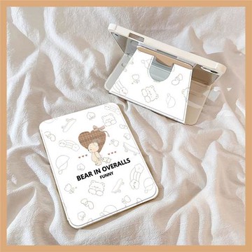 格紋愛心小熊適用三星S9fe保護套Galaxy Tab S10+旋轉360平板殼A9十2024新款S8白色S6時尚S7Plus帶筆槽A7Lite