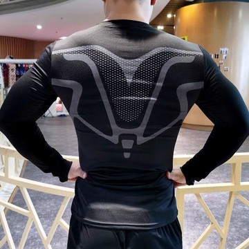 【臺灣出貨】健身服男長袖秋冬緊身衣速乾透氣高彈跑步籃球訓練服運動圓領上衣男生運動上衣排汗衫薄款上衣