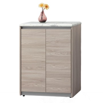 文創集 路思樂2.7尺二門雙色鞋櫃(仿雲紋石紋木質桌面板)-80x35x106cm免組