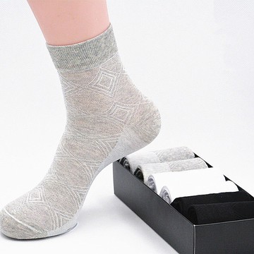 襪子男中筒薄款網眼透氣男士襪子純色棉襪商務休閑男襪6雙