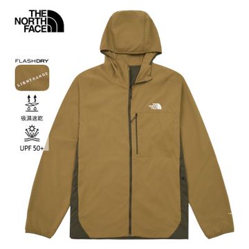 【The North Face 官方旗艦】北面男款棕色LIGHTRANGE速乾防曬連帽外套｜8HR3JV4 排汗衫