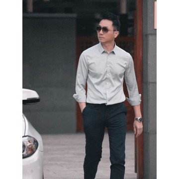 seno絲光高級感襯衫男長袖商務正裝韓版ins潮修身免燙抗皺襯衣男