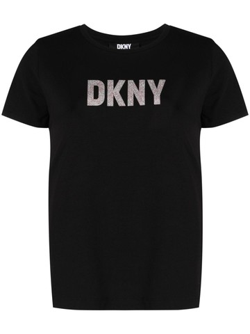 DKNY - logo-stamp short-sleeve T-shirt - women - Modal/Spandex/Elastane/Cotton - L - Black