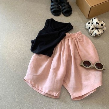 🎀biubiu童裝🎀韓版童裝女童套裝夏季新款洋氣兒童寶寶百搭外穿背心粉色短褲