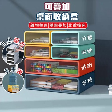 自由組合桌面收納櫃 抽屜式疊加置物盒 文具雜物分類整理 馬卡龍色系高顏值 A4文件收納箱