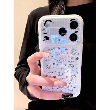 呆萌星星貓咪適用蘋果17promax背板手機殼16pro13全包14大視窗15