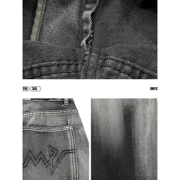 美式高街復古漸變色牛仔褲男加大碼加肥300斤寬松痞帥小腳哈倫褲