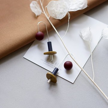 Giulia 原創設計 手工軟陶 幾何簡約圓珠 925純銀耳環