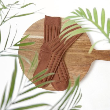 乾燥感・機能美學羅紋襪∣抑菌∣馬鞍棕∣22-26 cm∣雙針筒、MIT