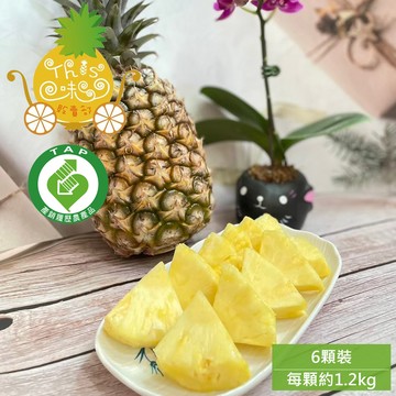 預購【THIS味販賣部】雲林 產銷履歷 金鑽鳳梨6顆裝(約1.2kg/顆_約12台斤/箱)