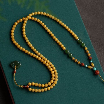 掛繩 項鏈 天然和田玉蜜蠟項鏈女珠鏈掛繩吊墜繩多寶串珠吊墜掛繩高檔女長