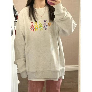 純棉設計感美式小個子卡通圓領衛衣女春秋季2025新款寬松獨特上衣
