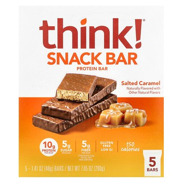 Think !, Protein+ 150 能量棒，咸焦糖味，5 棒，每棒 1.41 盎司（40 克）