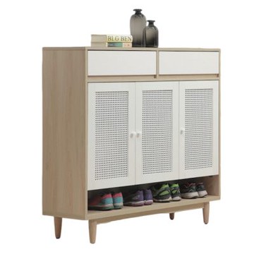 文創集 愛楓木4尺三門二抽鞋櫃-121x38x120cm免組