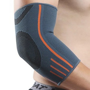 XA 專業運動針織護肘 四面彈力梯度加壓  L  藍色 + 橘色 + 黑色  1雙