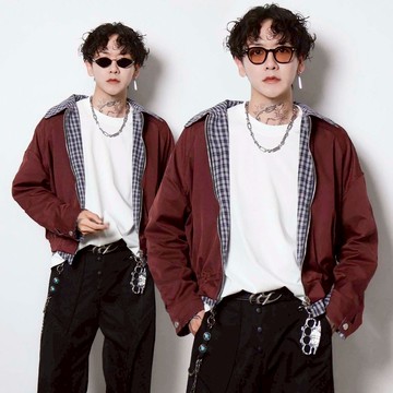 Clean Boxy Fit 格紋【雙面穿】假兩件短寬夾克