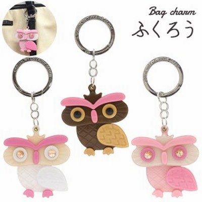 バックチャーム ふくろう かわいい フクロウ 縁起物 格子模様 人気 ラインストーン 華やか かわいい おしゃれ かばん キーホルダー おま