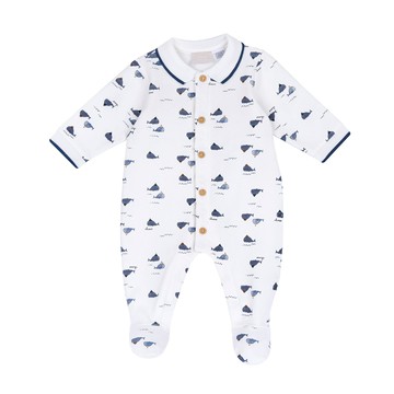 海洋鯨魚-滿版鯨魚有領前開兔裝