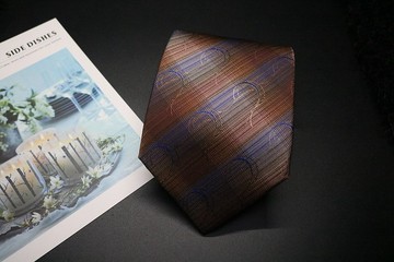 咖啡色藍絲帶真絲領帶/正裝禮服標準necktie