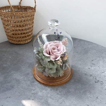 奶茶色 玻璃罩 永生花 乾燥花 情人節禮物 生日禮物 教師禮物