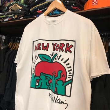 學生ins風簡約美式復古百搭純色趣味卡通印花休閑時尚男女短袖T恤