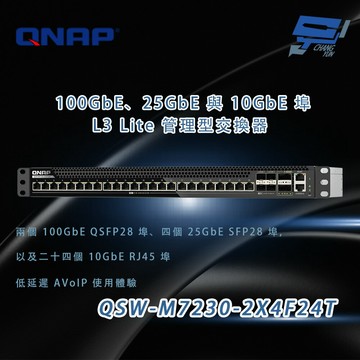 昌運監視器 QNAP 威聯通 QSW-M7230-2X4F24T L3 Lite管理型 100GbE交換器 (來電洽詢)