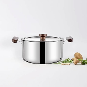 YOUFONE LIFE 304不鏽鋼 ARPHEE 櫸木雙耳湯鍋 24cm 4L