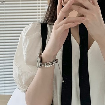 Apple Watch珍珠金屬錶帶 女士錶帶 透氣錶帶S8 S6 S7 SE 41mm 40mm 44mm 45