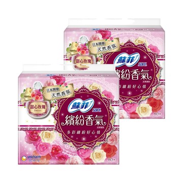 SOFY 蘇菲 繽紛香氣超薄護墊 甜心玫瑰  14cm  80片  2包
