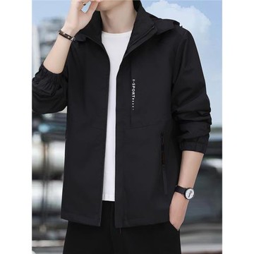 夾克外套男春秋款寬松大碼黑色工裝戶外防風防水情侶剪-標沖鋒衣