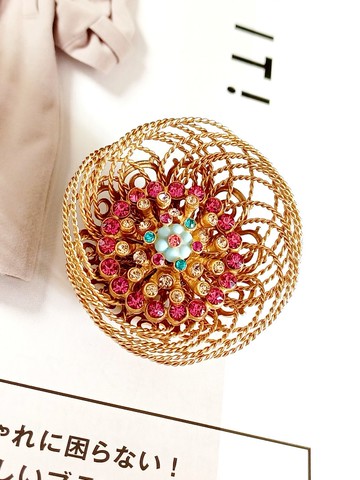 vintage jewelry  古典金絲纏繞花團藝術 別針 胸針