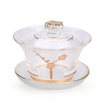 玻璃蓋碗公道杯耐熱透明錘紋蓋碗功夫茶具泡茶碗三才碗敬茶碗