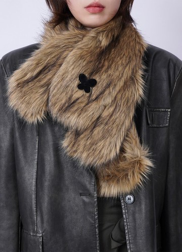 REBIRTH野生設定原創辣妹秋冬加厚毛絨保暖小狗圍巾拼接百搭女款