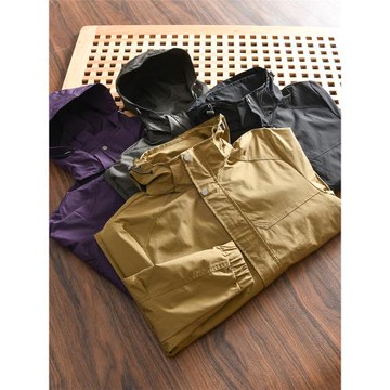 戶外山系工裝風！外貿尾貨男士秋季防風防水連帽沖鋒衣夾克外套潮