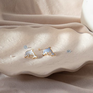 海豚 Dolphin 海洋系列 耳夾 醫療鋼針 生日禮物 紙盒包裝