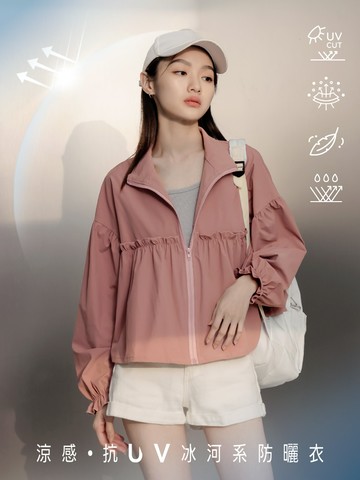涼感．抗UV落肩澎袖冰河系防曬外套
