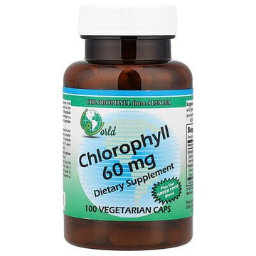 World Organic, 葉綠素，60毫克，100粒膠囊