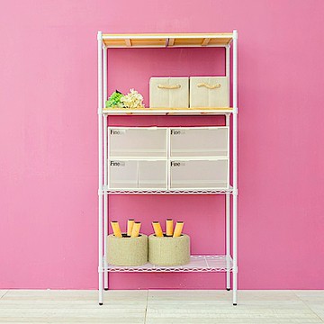 dayneeds 松木 90x45x180公分 四層收納架(烤漆白) 實木層架/展示架/置物架