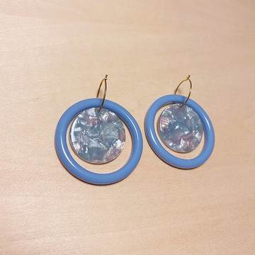復古迷幻水藍耳環