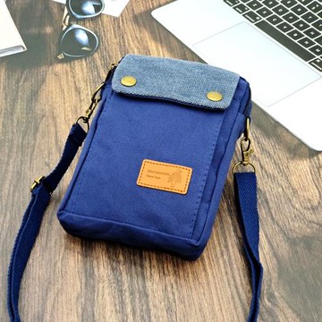 簡約新款裝手機包男款帆布袋秋冬斜挎包外出輕便大容量單肩小挎包