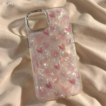 貝殼紋涂鴉小愛心適用iPhone14promax蘋果手機殼13硅膠12小眾11