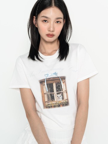 Ribbon C Graphic Short-Sleeve Shirt White