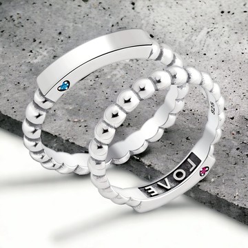 925純銀情侶對戒．戒指．愛的記號-客製刻字