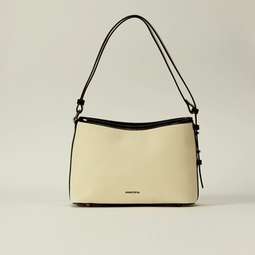MONO 皮革帆布肩背包(S) - 白