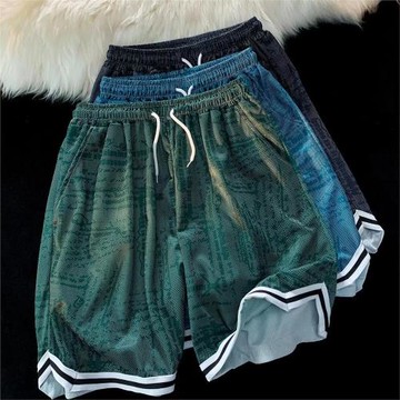 夏季冰絲短褲男士運動褲休閑韓版外穿寬松五分大褲衩學生潮牌潮流