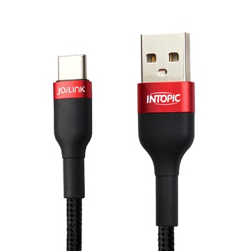 INTOPIC 廣鼎 Type-C 鋁合金快速充電傳輸線 CB-UTC-S19  黑色  50cm  1條