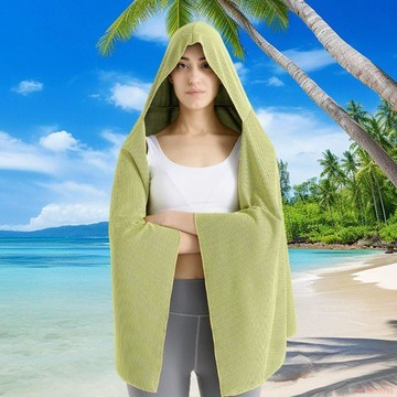 桃園出貨✨帽子披肩一體連帽斗篷式戶外防曬遮陽海邊旅遊男女通勤冷感坎肩 速乾吸水浴巾 防曬降溫連帽巾 涼感連帽沙灘巾 速乾
