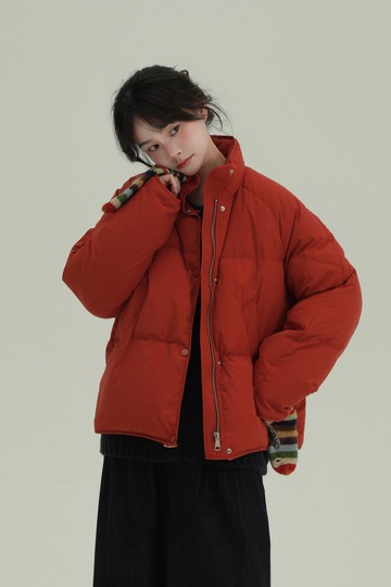 新年紅 立領羽絨服90羽絨服 文藝簡約保暖小個子麵包服外套