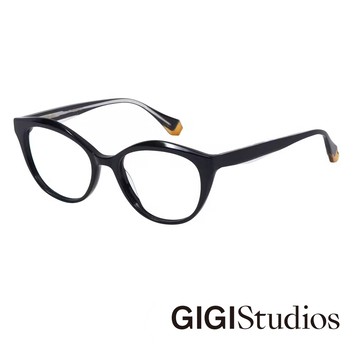 【GIGI Studios】流線型上緣貓眼光學眼鏡(黑 - EDNA-6712/1)